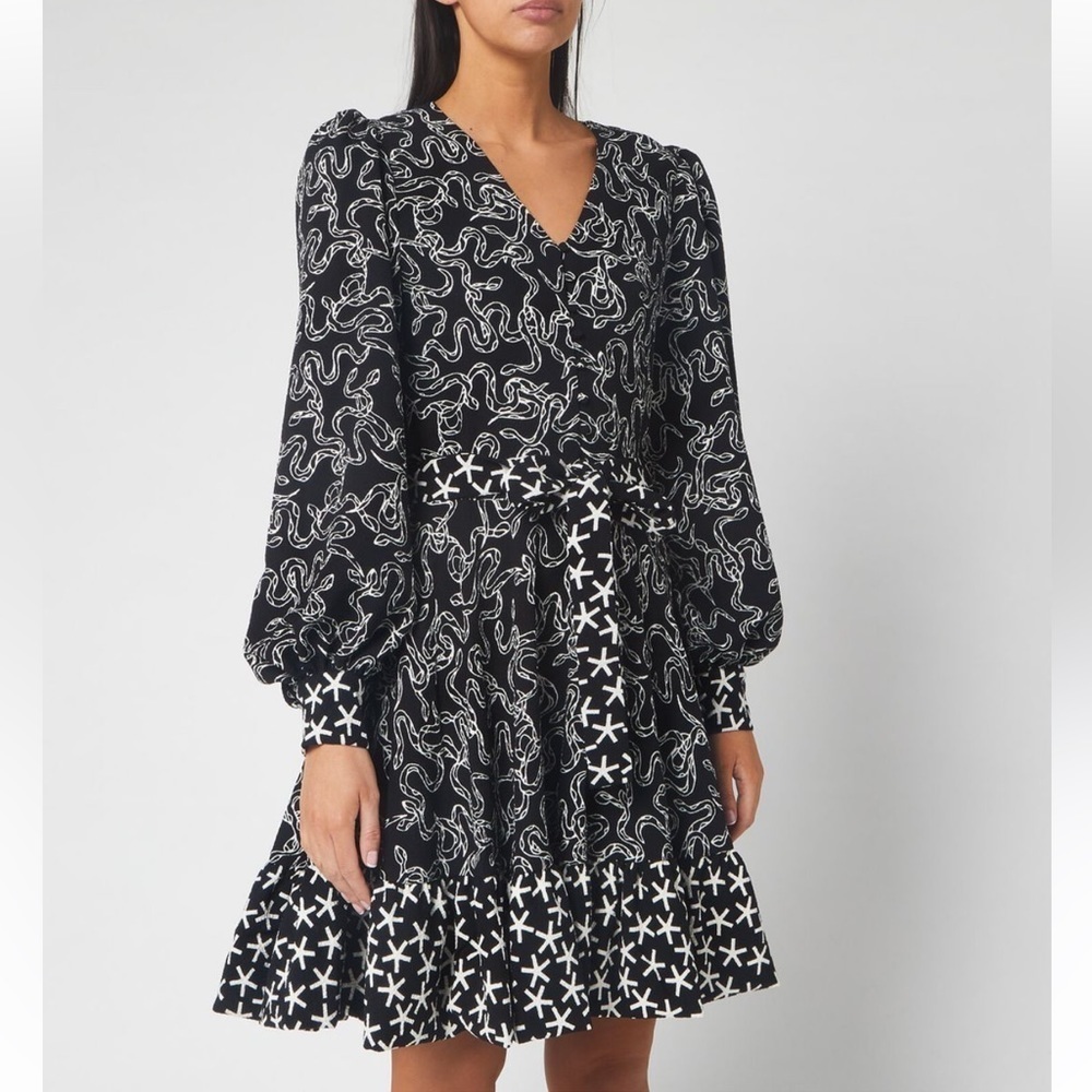 STINE GOYA Black and White Patterned Mini Dress